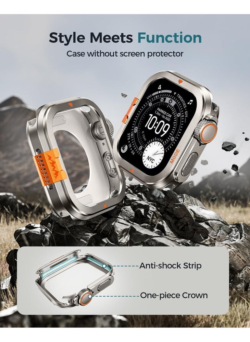 غلاف واقي معدني بتصميم مزدوج، مناسب لسلسلة Apple Watch 10/11 مقاس 46 ملم + واقي شاشة - Image 4