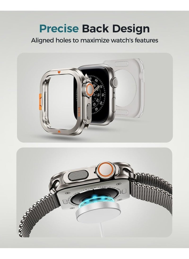غلاف واقي معدني بتصميم مزدوج، مناسب لسلسلة Apple Watch 10/11 مقاس 46 ملم + واقي شاشة - Image 5