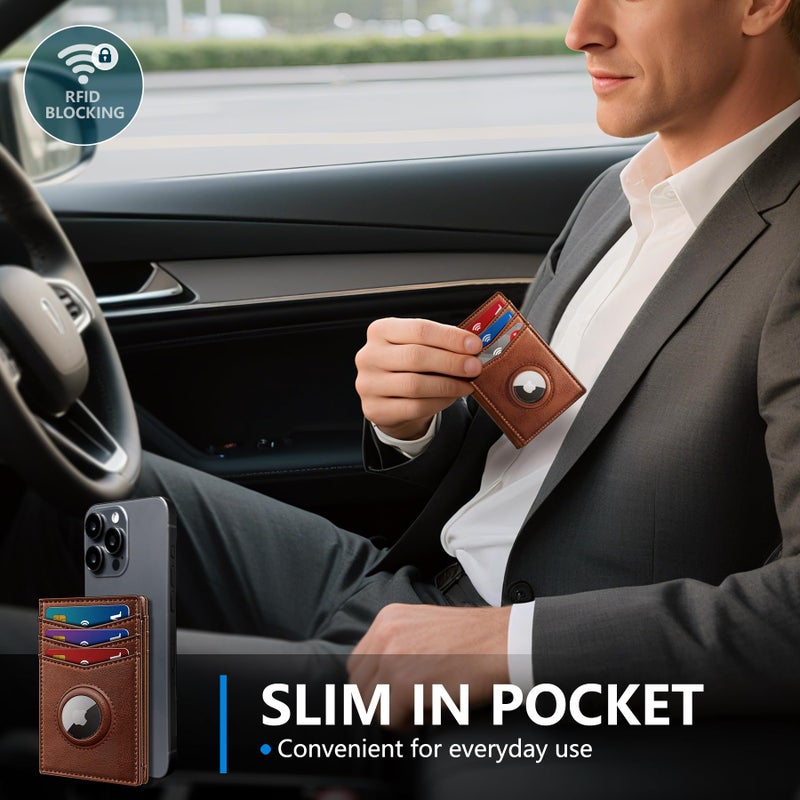 miyozi Airtag Slim Leather Wallet for Men - 12-Card Capacity, Magnetic Closure, Money Clip & Simplified Bill Compartment, RFID Blocking (4.3" x 3.0") | Gift Boxed - Image 4