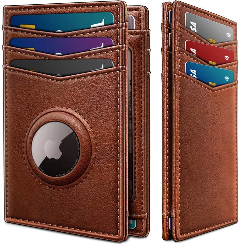miyozi Airtag Slim Leather Wallet for Men - 12-Card Capacity, Magnetic Closure, Money Clip & Simplified Bill Compartment, RFID Blocking (4.3" x 3.0") | Gift Boxed - Image 1