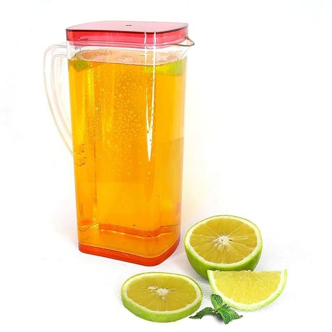 PARABRAHMA Transparent Square Water Juice JugMultipurpose Drinking Beverage Jug with Plastic Lid for Water Juice Milk Soft Drinks for Home Kitchen Party Home use 2000 ML - Image 1