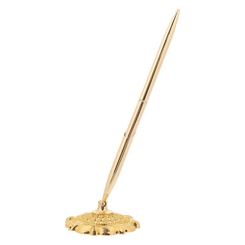 Gold Finish Metal Ballpoint Pen with Blue Ink for Office Wedding and Business Use - Image 2