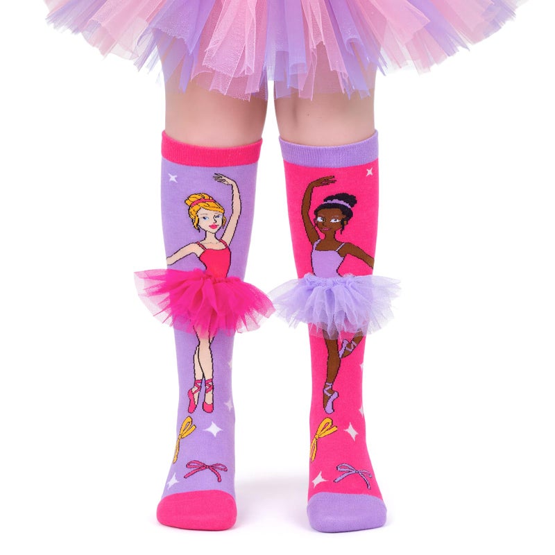 Dalycro Crazy Socks for Kids Funny Silly Knee High Socks with 3D Ballet Skirt, Gift for Girls Women Dancing School Wear (US, Alpha, One Size, Regular, Regular, Pink&Purple) - Image 1