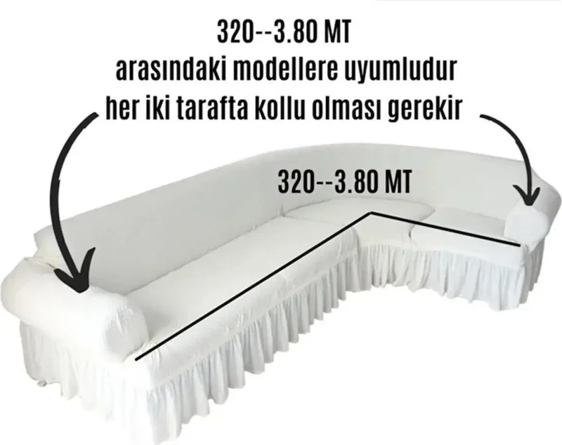 Heytgah Bürümcük Skirtless Elastic Flexible Washable L Corner Sofa, Sofa, Sofa Bed Cover