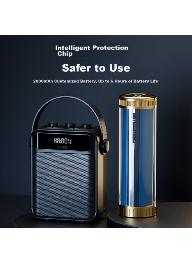 SHIDU S95 Square Dance Bluetooth Speaker, Home Small Portable High-volume Outdoor Karaoke Speaker, Pearl White Microphone Version - Image 4