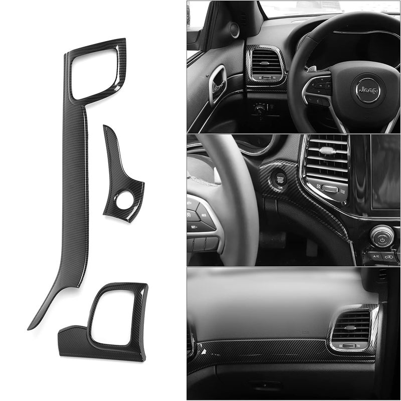 Hoolcar Dashboard Center Console Panel Trim Kit Interior Decor Accessories for 2011-2020 Jeep Grand Cherokee, Carbon Fiber - Image 3