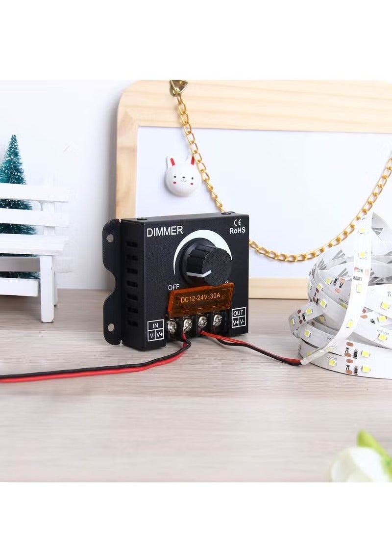 DC 12V to 24V 30A LED Light Strip Dimmer, PWM Dimming Controller with ON Off Switch Knob, Aluminum Case for 5050 3528 LED Strip Lights, Adjust Brightness with Precision - Image 4