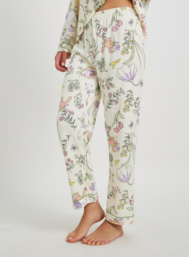 تايك تو طقم بيجامة وقميص بأكمام طويلة بطبعة زهور - Image 5