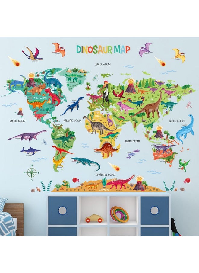 Sg2-2312 Dinosaur World Map Wall Stickers Decals Room Kids Nursery Bedroom Décor Boys Living Baby Dino Playroom Travel Nursery Removable Classroom Decorations Vinyl Home - pzsku/ZC4356911189FAA6C3D70Z/45/_/1735214384/2c1f5290-bca2-439c-b506-cafa819d179e