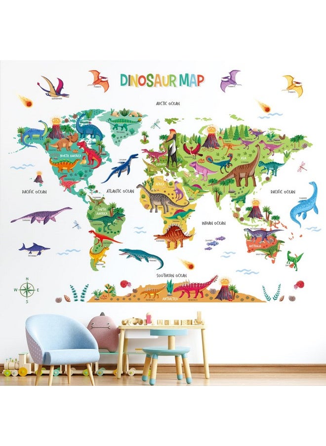 Sg2-2312 Dinosaur World Map Wall Stickers Decals Room Kids Nursery Bedroom Décor Boys Living Baby Dino Playroom Travel Nursery Removable Classroom Decorations Vinyl Home - pzsku/ZC4356911189FAA6C3D70Z/45/_/1735214455/3b43e21d-be90-4230-a38c-2f4a569be3df