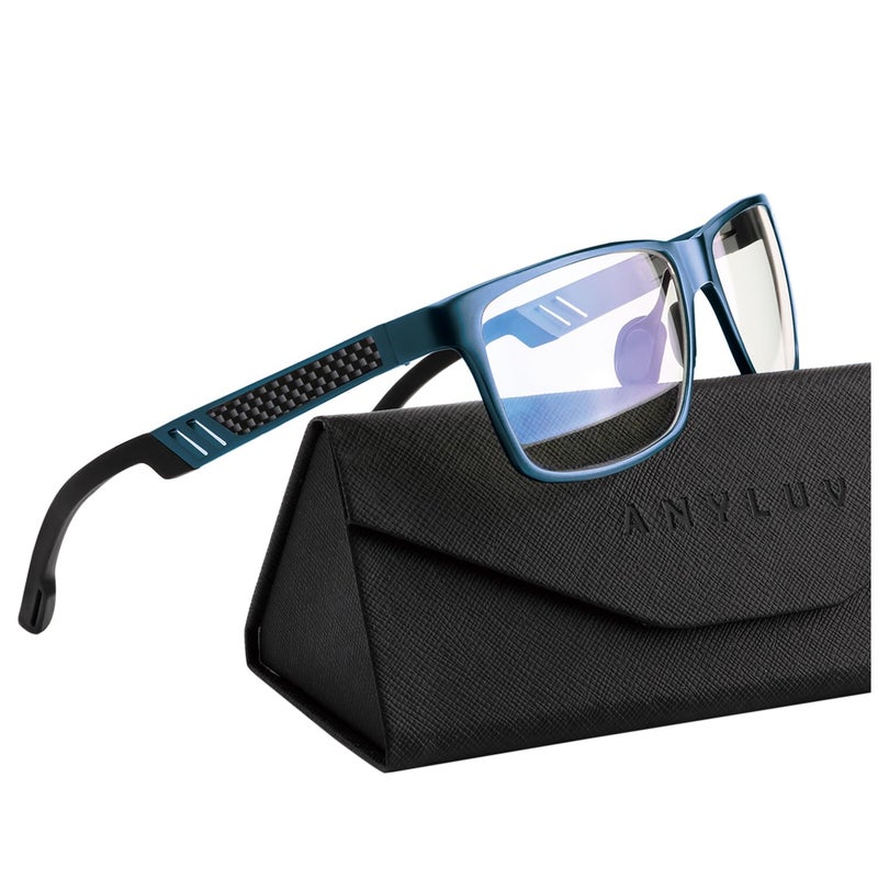ANYLUV Blue Light Blocking Glasses Men Computer Gaming Glasses Lightweight AlMg Metal Anti Eyestrain Eye Protection Blue Clear 0x - Image 2