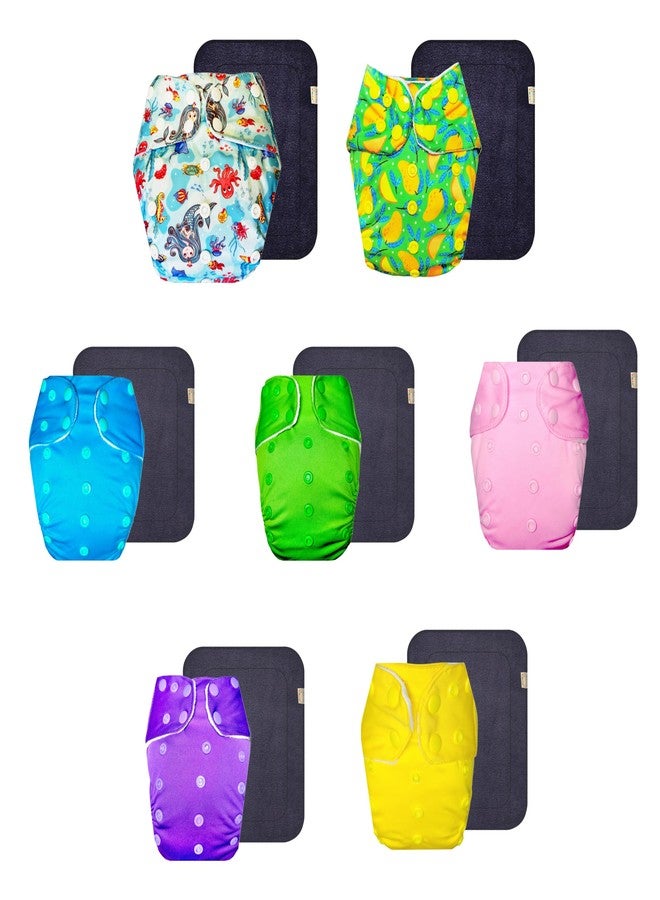 حفاضات دمبلدو القماشية الممتازة مع حشوة رمادية (عبوة من 7 قطع) | شعور بالجفاف والراحة | وسادة ماصة من 6 طبقات | مناسبة للسفر | مثالية للأطفال الصغار | من 3 أشهر إلى 3 سنوات | للجنسين - Image 1
