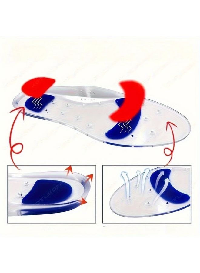 1 Pair Blue Thickened Silicone Foot Pads Unisex Comfortable Foot Care Translucent Flexible Foot Support for Home Outdoor Activities Travel Friendly Summer Autumn Wear Size 35 36 - Image 2