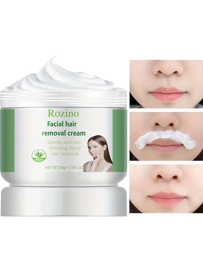 Rozino 50g Aloe Vera Lip Hair Removal Cream, Gentle, Non Irritating, Painless, Long-lasting And Fast Cleaning Hair Removal Cream Suitable For All Skin Types (with Plant Squalane) - Image 1
