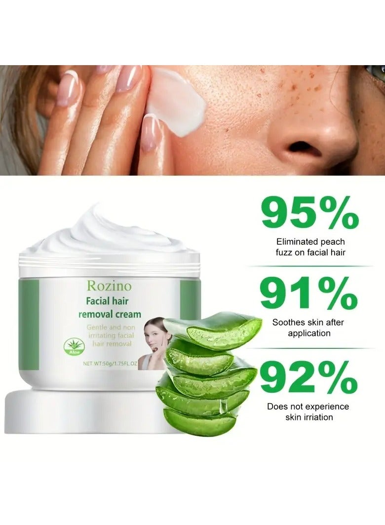Rozino 50g Aloe Vera Lip Hair Removal Cream, Gentle, Non Irritating, Painless, Long-lasting And Fast Cleaning Hair Removal Cream Suitable For All Skin Types (with Plant Squalane) - Image 3