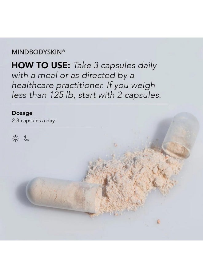 كلير ستيم مكمل Mindbodyskin الهرموني لعلاج حب الشباب (5Htp) مكمل طبيعي للعناية بالبشرة وفيتامينات توازن الهرمونات ومضادات الأكسدة نباتي وخالي من الجلوتين وخالٍ من القسوة على الحيوانات 30 وجبة، 90 كبسولة  - Image 4