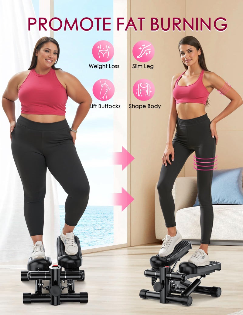 KitGody Steppers for Exercise at Home, KitGody Mini Stepper with Resistance Bands, Portable Stair Stepper for Home 330LBS Capacity, Adjustable Height Fitness Stepper Machine - Image 2