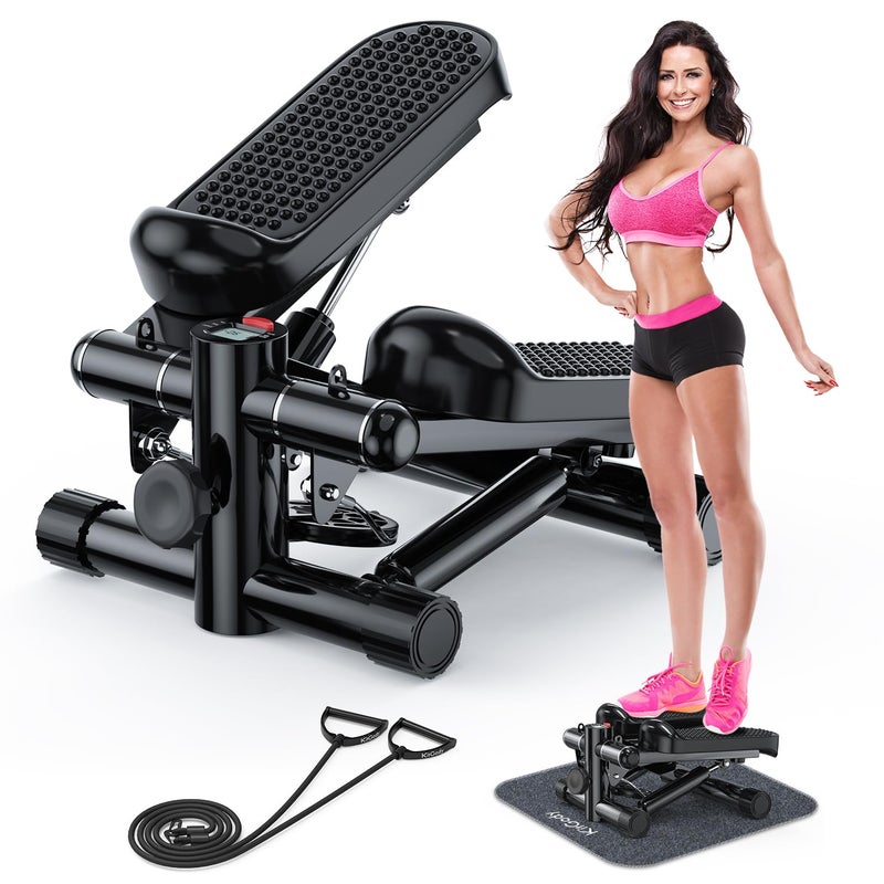 KitGody Steppers for Exercise at Home, KitGody Mini Stepper with Resistance Bands, Portable Stair Stepper for Home 330LBS Capacity, Adjustable Height Fitness Stepper Machine - Image 1