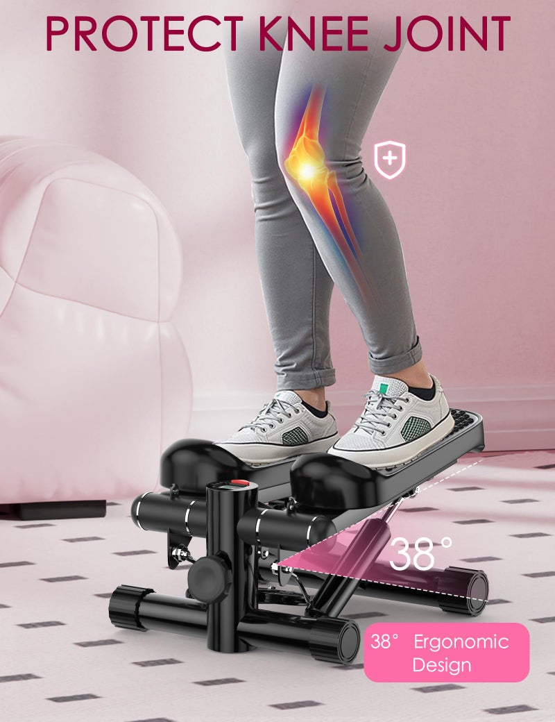 KitGody Steppers for Exercise at Home, KitGody Mini Stepper with Resistance Bands, Portable Stair Stepper for Home 330LBS Capacity, Adjustable Height Fitness Stepper Machine - Image 4