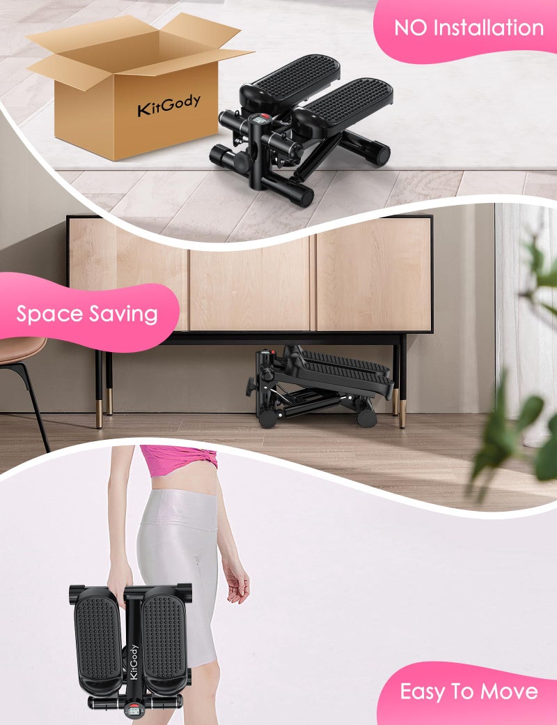 KitGody Steppers for Exercise at Home, KitGody Mini Stepper with Resistance Bands, Portable Stair Stepper for Home 330LBS Capacity, Adjustable Height Fitness Stepper Machine - Image 5