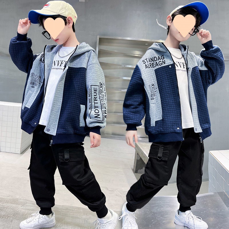 Boys' Coat Style Western Style Children'S Autumn Long Sleeve Jacket Big Boy Handsome Baseball Suit Top - Image 3