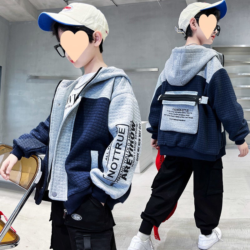 Boys' Coat Style Western Style Children'S Autumn Long Sleeve Jacket Big Boy Handsome Baseball Suit Top - Image 2
