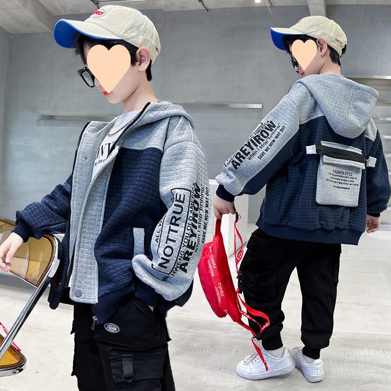 Boys' Coat Style Western Style Children'S Autumn Long Sleeve Jacket Big Boy Handsome Baseball Suit Top - Image 5