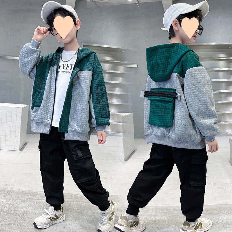 Boys' Coat Style Western Style Children'S Autumn Long Sleeve Jacket Big Boy Handsome Baseball Suit Top - Image 1