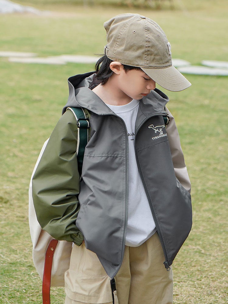 Children'S Clothing Children'S Jacket Boys' Spring Coat Hooded Outdoor Camping Waterproof Coat - Image 4