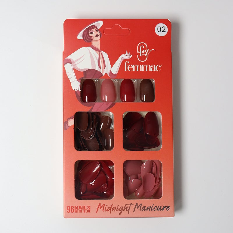 Midnight Manicure Press-On False Nails – Reusable, Lightweight, Salon Finish, 02 Oval