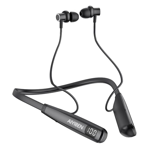 AIYIBEN Neckband Bluetooth Headphone with LED Power, Neckband Headphones 100 Hours Playtime, in-Ear Bluetooth Headphone with Microphone for Running and Exercising in The Gym (Y10) - Image 1