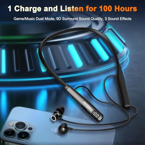 AIYIBEN Neckband Bluetooth Headphone with LED Power, Neckband Headphones 100 Hours Playtime, in-Ear Bluetooth Headphone with Microphone for Running and Exercising in The Gym (Y10) - Image 4