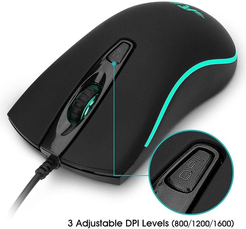 RII RM105 Wired Mouse,Computer Mouse with Colorful RGB Backlight,Comfortable Grip Ergonomic Optical,USB Wired Mice Support Windows PC, Laptop,Desktop,Notebook,Chromebook - Image 2