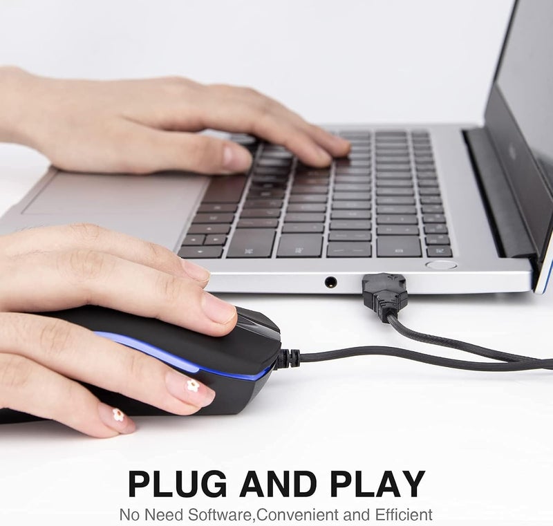 RII RM105 Wired Mouse,Computer Mouse with Colorful RGB Backlight,Comfortable Grip Ergonomic Optical,USB Wired Mice Support Windows PC, Laptop,Desktop,Notebook,Chromebook - Image 1