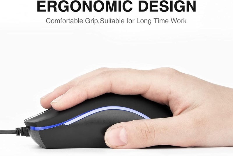 RII RM105 Wired Mouse,Computer Mouse with Colorful RGB Backlight,Comfortable Grip Ergonomic Optical,USB Wired Mice Support Windows PC, Laptop,Desktop,Notebook,Chromebook - Image 4