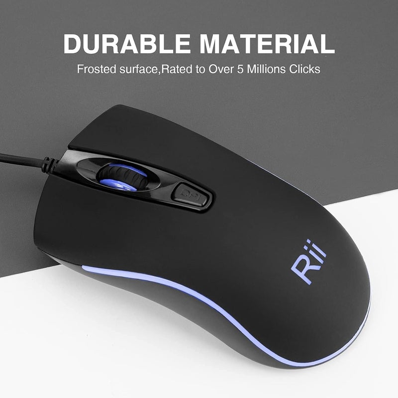 RII RM105 Wired Mouse,Computer Mouse with Colorful RGB Backlight,Comfortable Grip Ergonomic Optical,USB Wired Mice Support Windows PC, Laptop,Desktop,Notebook,Chromebook - Image 5