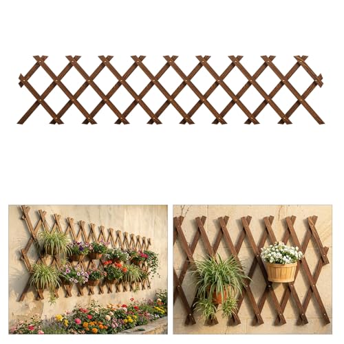 Tilinyan & one Expandable Garden Trellis, 13.1" x 67" Trellis for Climbing Plants Outdoor, Wooden Lattice Fence Wall Panel Lattice Panels for Outside, for Climbing Plants Vine Ivy Rose Cucumbers Clematis（1PC） - Image 1