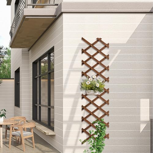 Tilinyan & one Expandable Garden Trellis, 13.1" x 67" Trellis for Climbing Plants Outdoor, Wooden Lattice Fence Wall Panel Lattice Panels for Outside, for Climbing Plants Vine Ivy Rose Cucumbers Clematis（1PC） - Image 5