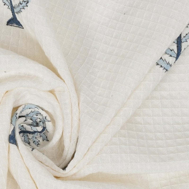 Peepul Tree Hand Block Printed Towel Set Super Absorbent Soft Faster Drying Floral Printed 100 Pure Cotton 240 GSM 2 Hand Towel Set Blue - Image 3