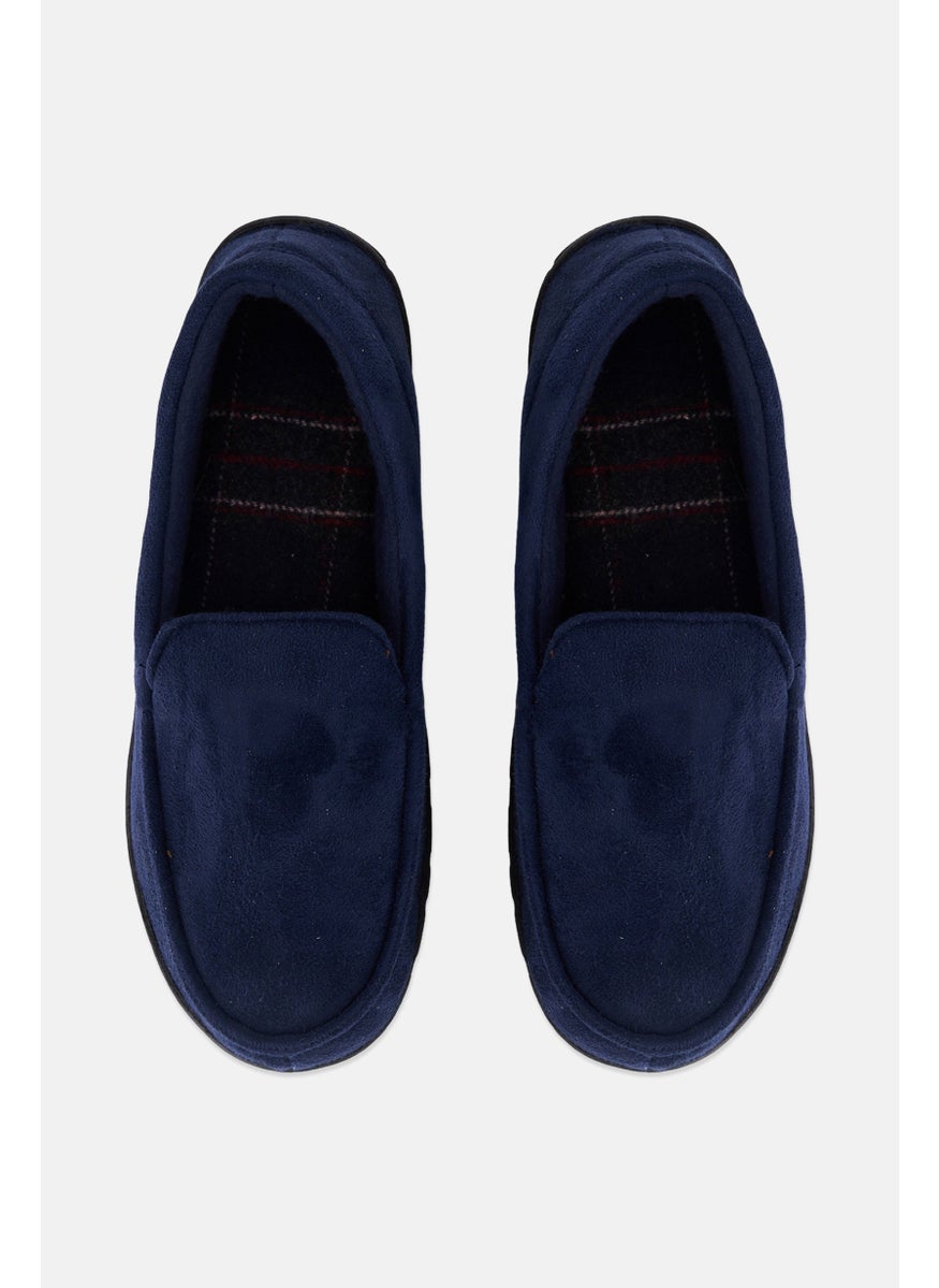 Totes Men Faux Fur Slip On Loafer, Navy Blue  - Image 3