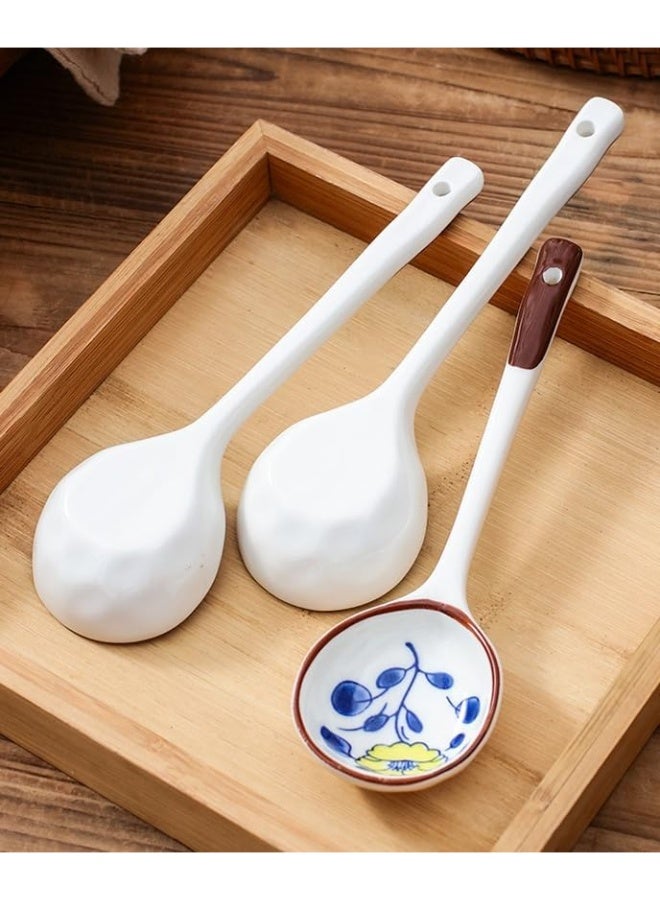 Bukela Set of 6 Hand-painted Ceramic Afternoon Tea and Coffee Stirring Spoons in a Gift Box, Long-handled Soup Spoons, Handcrafted Japanese Soup Spoons, Dinner Spoons (17.8 cm) - Image 5