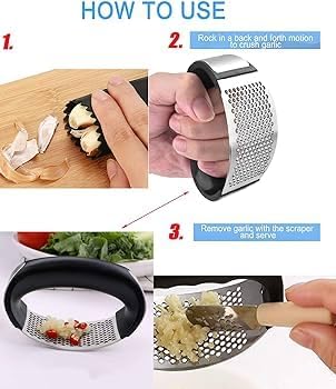 Stainless Steel Garlic Press Garlic Press Crusher for Kitchen Ginger Presser for Kitchen Garlic Peeler Crusher for KitchenGarlic Crusher Multicolour Pack of 1 - Image 5