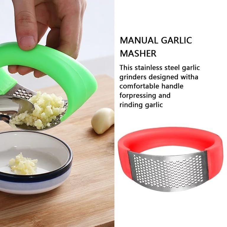 Stainless Steel Garlic Press Garlic Press Crusher for Kitchen Ginger Presser for Kitchen Garlic Peeler Crusher for KitchenGarlic Crusher Multicolour Pack of 1 - Image 4