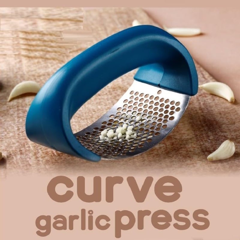 Stainless Steel Garlic Press Garlic Press Crusher for Kitchen Ginger Presser for Kitchen Garlic Peeler Crusher for KitchenGarlic Crusher Multicolour Pack of 1 - Image 2