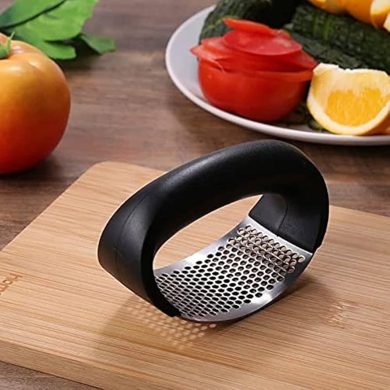 Stainless Steel Garlic Press Garlic Press Crusher for Kitchen Ginger Presser for Kitchen Garlic Peeler Crusher for KitchenGarlic Crusher Multicolour Pack of 1 - Image 1