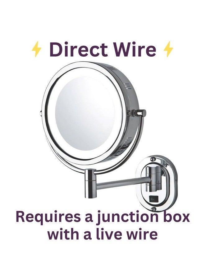 جيردون مرآة مكياج مثبتة على الحائط بإضاءة على الوجهين، مرآة مكياج مع تكبير 5 مرات وذراع تثبيت على الحائط، مرآة بقطر 8 بوصة مع لمسة نهائية من الكروم، موديل Hl165Cld - Image 5