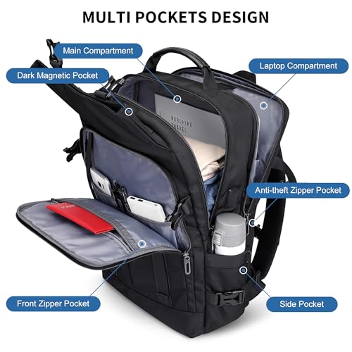 WITZMAN Travel Laptop Backpack for Men Fit 16 inch Computer Carry-on Airline Approved with USB Charging Port(B716 Black) - Image 3