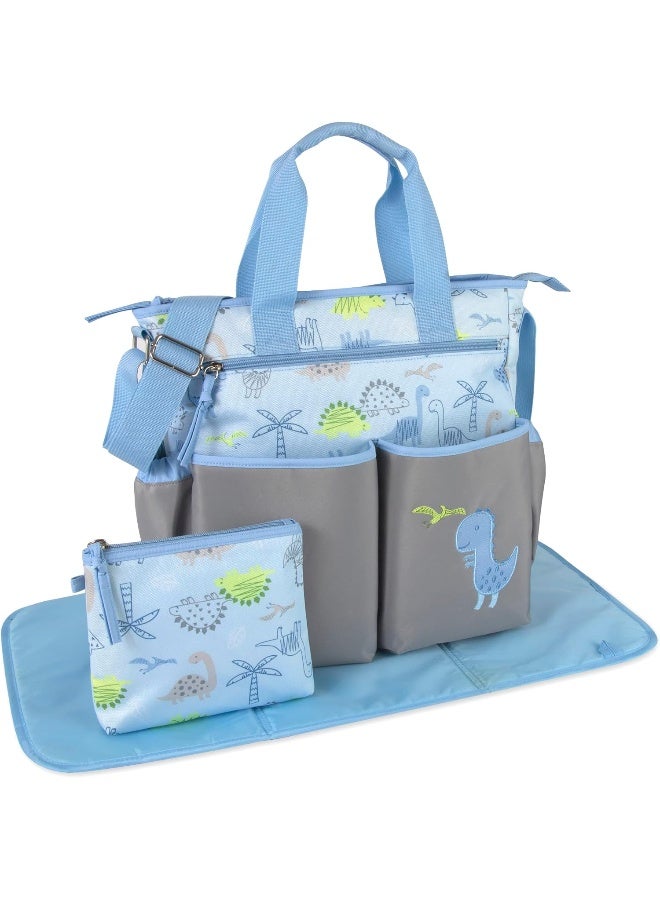 Baby Essentials Crossbody Dinosaur Diaper Bag Tote with Changing Station  - Image 1