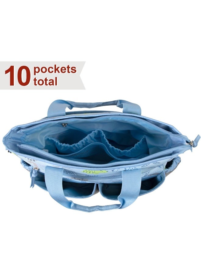 Baby Essentials Crossbody Dinosaur Diaper Bag Tote with Changing Station  - Image 4