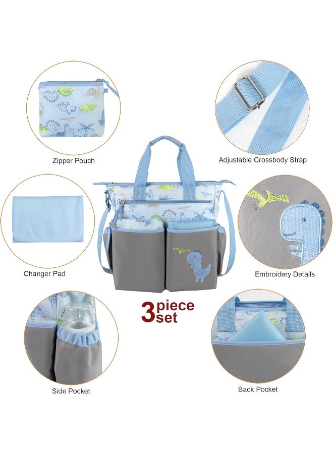 Baby Essentials Crossbody Dinosaur Diaper Bag Tote with Changing Station  - Image 2